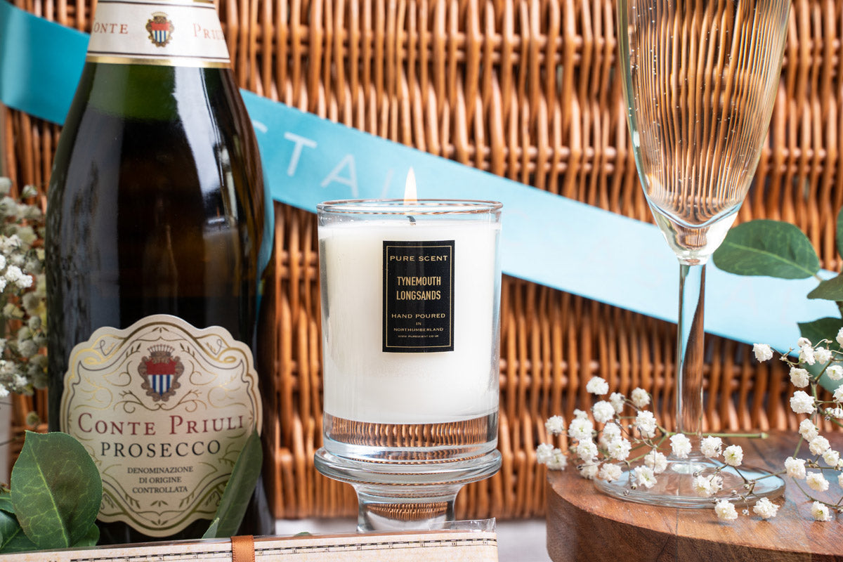 prosecco and candles from local businesses