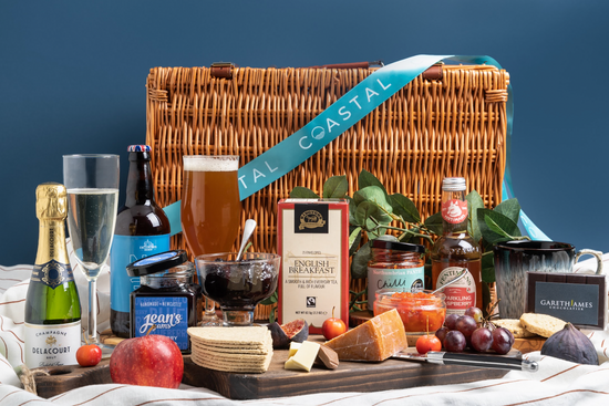 local luxurious gift box hamper filled with local products from newcastle and the north east 