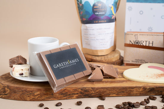 chocolate and coffee gift from box filled with local products from newcastle 