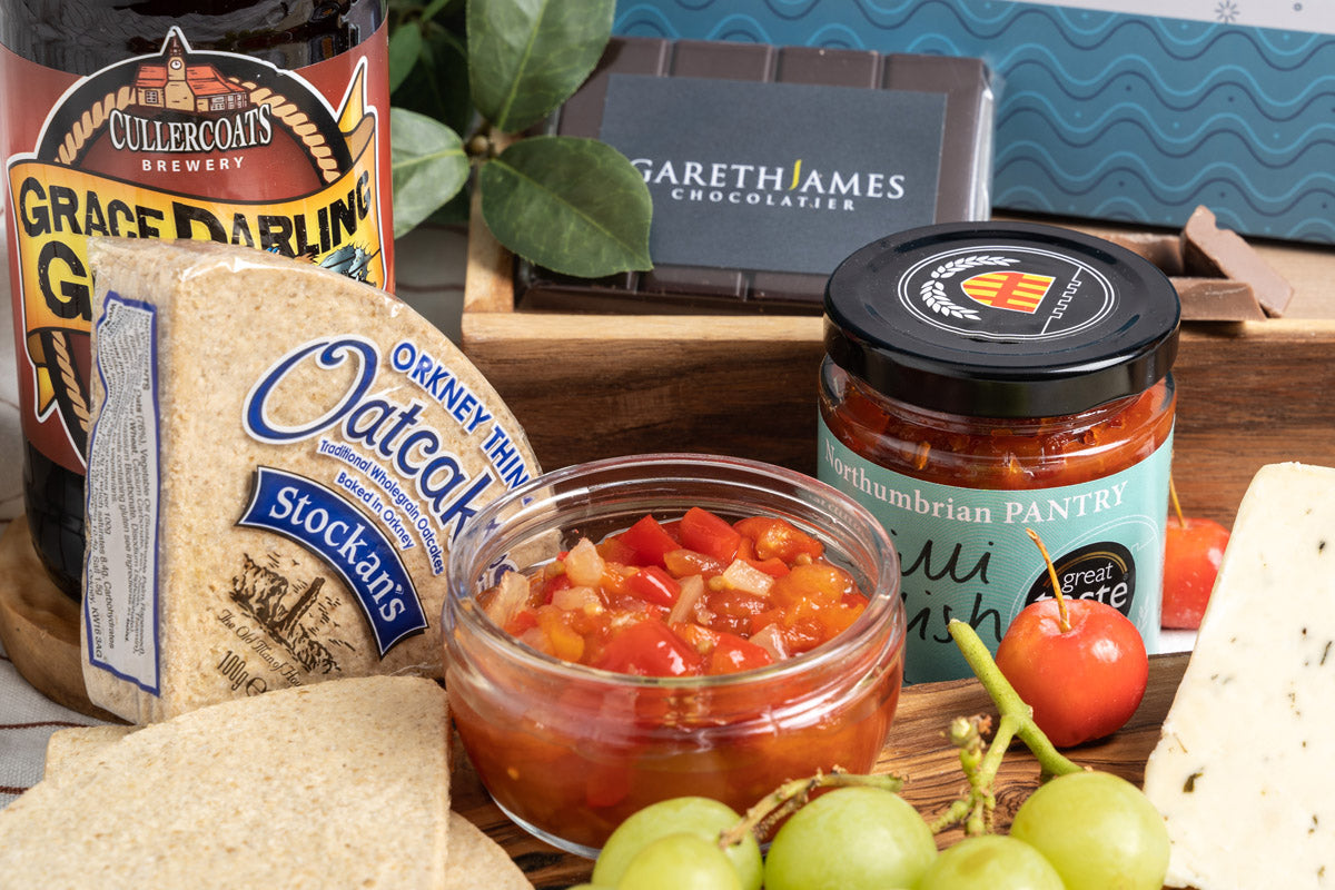 chutney and crackers sourced from local businesses in the north east